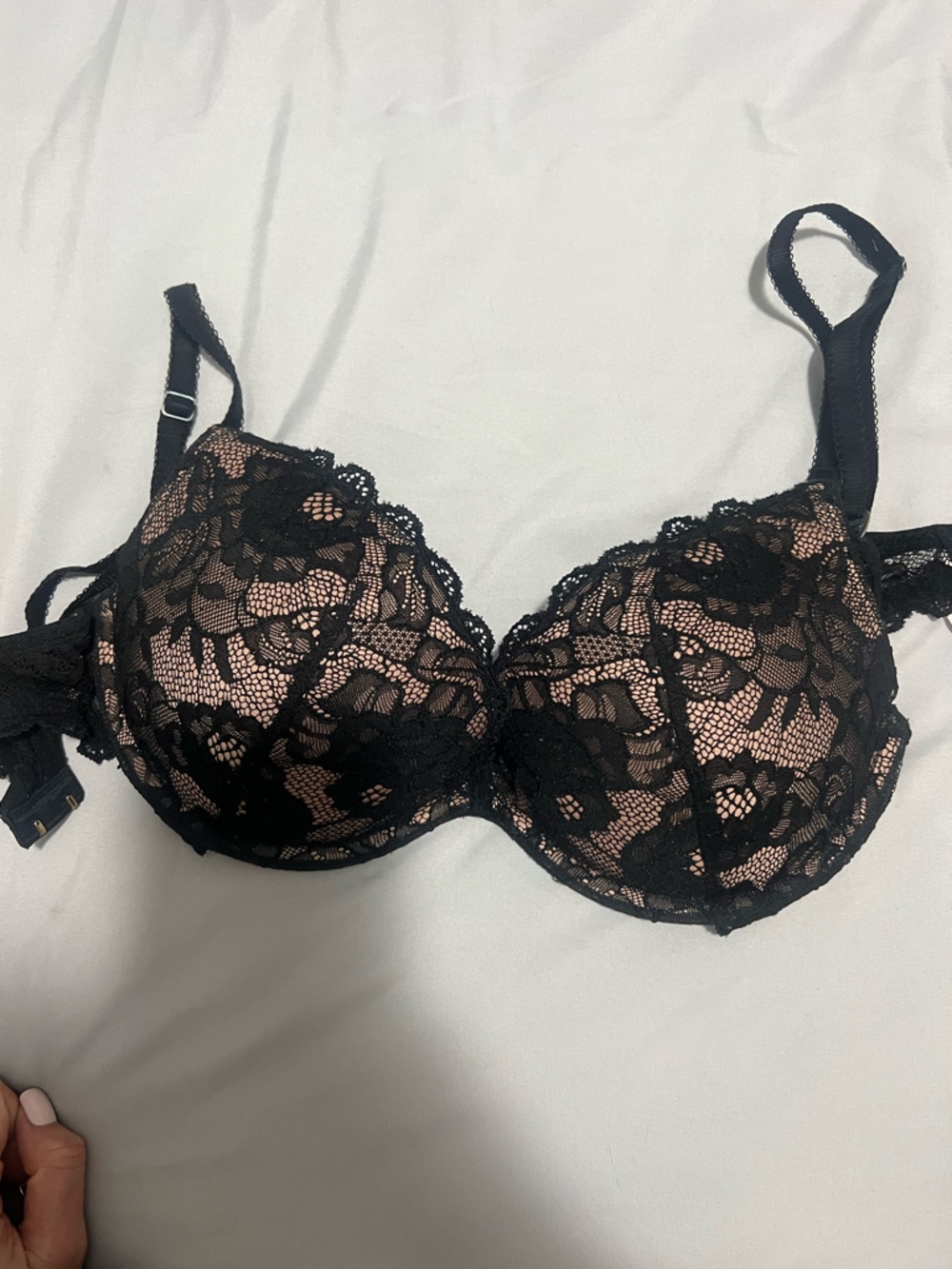Victoria's Secret Black Lace Bra with Nude Lining